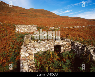 Ruined houses and field wall at the Clearance village of Boreraig in southern Skye western Scottish Highlands and Islands Stock Photo