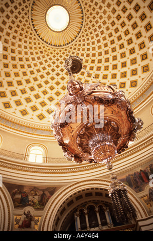 The dome in St Marys Church or Mosta Rotunda Mosta Malta and said to be the third largest unsupported church dome in Europe Stock Photo