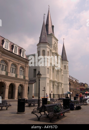 Saint Louis Cathedral catholic church New Orleans LA USA Stock Photo