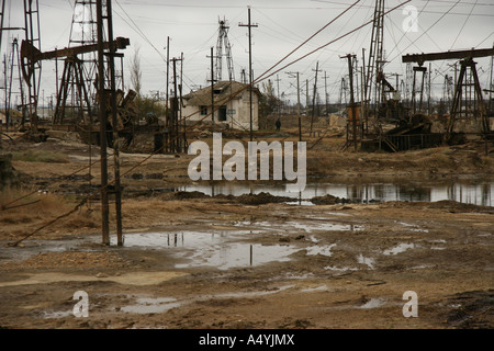 An oil field outside Baku, Azerbaijan. Stock Photo