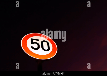 Taffic sign speed limit 50km/h Stock Photo