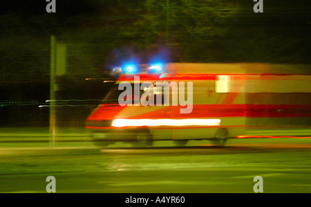 ambulance with signal lights Krankenwagen mit Blaulicht Stock Photo