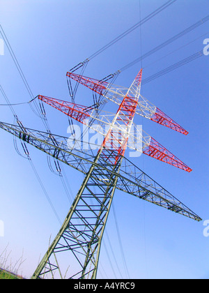 High Voltage mast Hochspannungsmast Stock Photo
