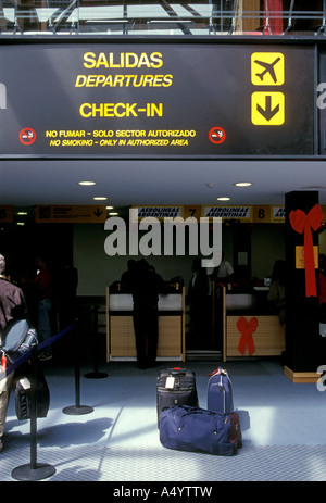 check-in counter, Ushuaia Malvinas Argentinas International Airport, city of Ushuaia, Tierra del Fuego Province, Argentina Stock Photo