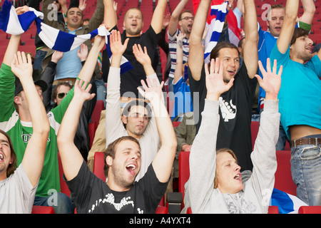 Football crowd cheering Stock Photo