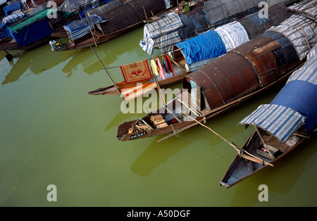 Floating homes on the Perfume River. Stock Photo