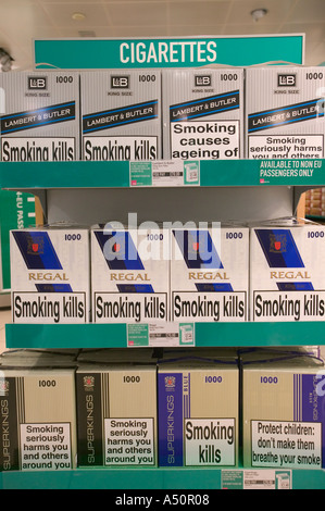duty free tobacco manchester airport prices Health warnings on Duty free cigarettes at Manchester airport Stock Photo