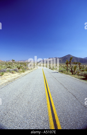 Straight desert road Joshua Tree National Monument California USA Stock Photo