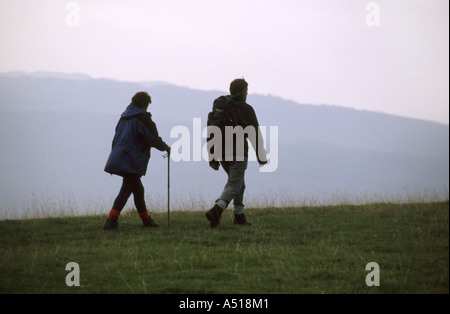 Walkers on the hills above Keswick Stock Photo