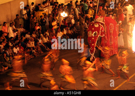 Dancers in the great Kandy Esala Perahera festival in Kandy, Sri Lanka Stock Photo