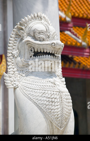 Lion guard Wat Benchamabophit Temple Thailand Stock Photo