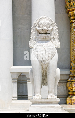 Lion guard Wat Benchamabophit Temple Thailand Stock Photo