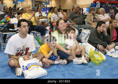 Miami Florida,Coconut Grove,Convention Center,centre,Miami Herald travel traveling Expo,audience,crowd,performance,entertainment,girl girls,youngster Stock Photo