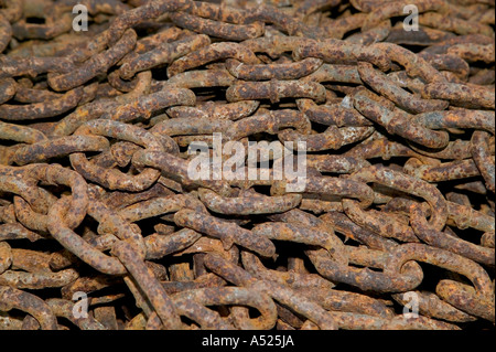 Heap of rusty chains Stock Photo