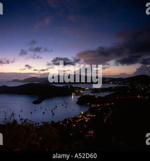 Early evening view over looking down on English harbour and Nelsons Dockyard from Shirley Heights Antigua The Caribbean Stock Photo
