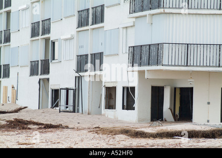 Hurricane Jeanne storm damage Hutchinson Islands condominiums damaged from storm surge Saint Lucie County Florida Stock Photo