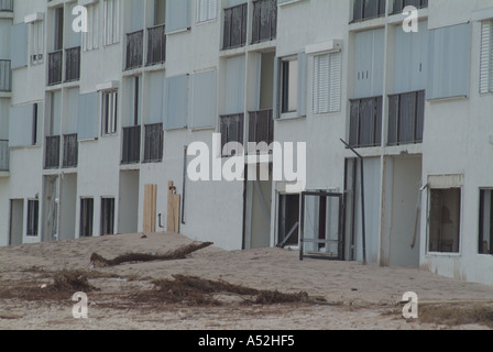 Hurricane Jeanne storm damage Hutchinson Islands condominiums damaged from storm surge Saint Lucie County Florida Stock Photo