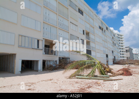 Hurricane Jeanne storm damage Hutchinson Islands condominiums damaged from storm surge Saint Lucie County Florida Stock Photo