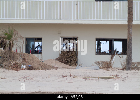 Hurricane Jeanne storm damage Hutchinson Islands condominiums damaged from storm surge Saint Lucie County Florida Stock Photo