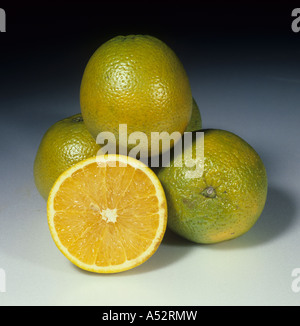 Whole and section orance fruit variety Valencia from Cuba Stock Photo