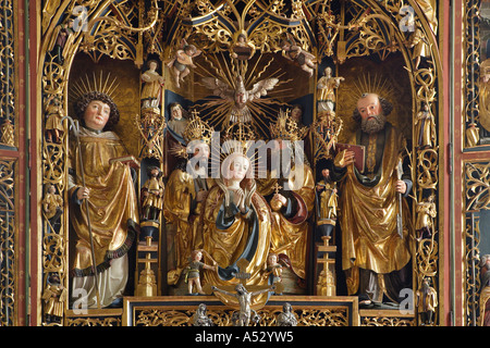 Gothic altar showing Holy Mary in church of Heiligenblut Carinthia Austria Stock Photo