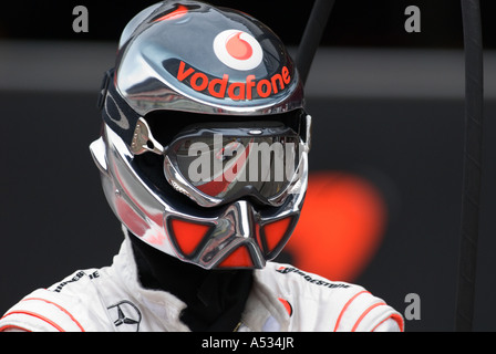 Helmet mclaren mercedes mechanic formula hi-res stock photography