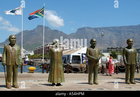 South African Nobel Peace Prize winners on Nobel Square Cape Town. Statues,Sculpture. Stock Photo