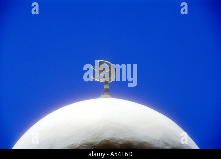 Islamic muslim crescent on top of mosque dome in Java Indonesia Southeast Asia Stock Photo