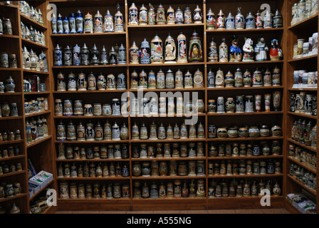 Beer mugs souvenir store, Prague, Czech republic Stock Photo