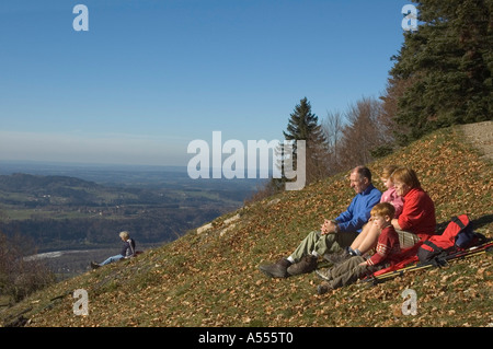 Rest on the path to the Sonntraten and Rechelkopf near Bad Toelz in the Isar valley munich mountains Bavaria Germany Stock Photo