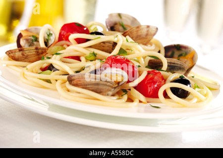SEAFOOD SPAGHETTI Stock Photo