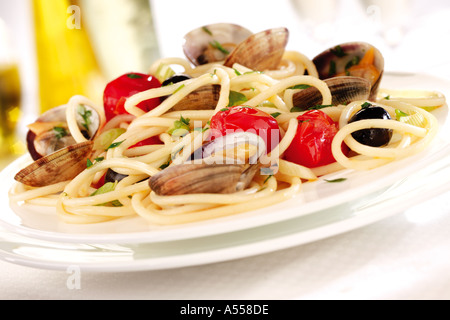 SEAFOOD SPAGHETTI Stock Photo