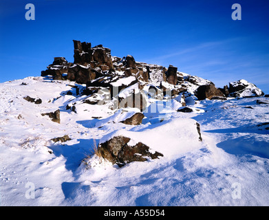 Wainstones in Winter, snow, North York Moors, UK Stock Photo