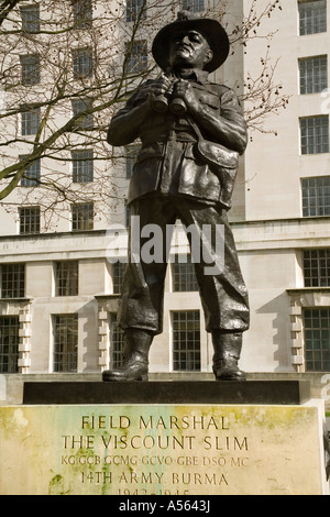 England. London. Field marshal Slim statue in Whitehall Stock Photo