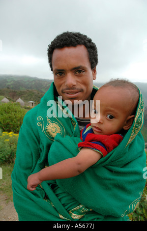 Painet iy7705 ethiopia wenchi lake extinct volcanic crater ambo father son photo 2004 country developing nation less Stock Photo