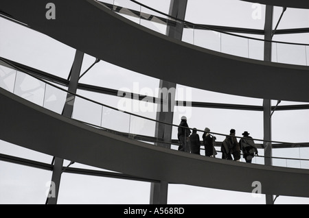 Visitors at the modern dome of the german House of Parliament Reichstag Berlin Germany Stock Photo