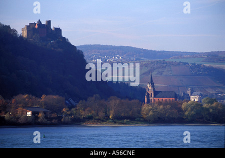 Oberwesel/ Rhine river, Germany , The romantic village is located in the world heritage middle Rhine valley, left side up the Stock Photo