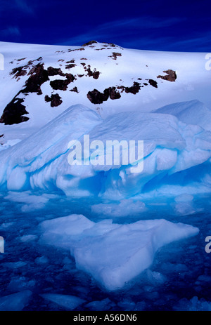 glacier, glaciers, berry bits, granite rock outcrop, continental landing, Neko Harbor, Neko Harbour, Andvord Bay, Antarctic Peninsula, Antarctica Stock Photo