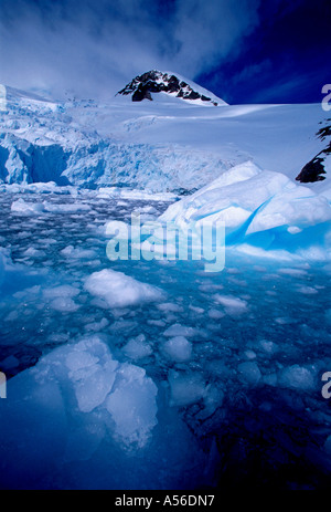 glacier, glaciers, berry bits, granite rock outcrop, continental landing, Neko Harbor, Neko Harbour, Andvord Bay, Antarctic Peninsula, Antarctica Stock Photo