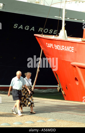 ships docked quayside at Victoria and Alfred Waterfront complex Cape Town South Africa RSA Stock Photo