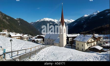 View over Finkenberg looking towards Mayrhofen, Zillertal (Ziller Valley), Tyrol, Austria Stock Photo