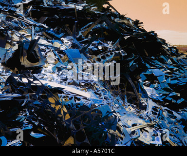 Scrap steel pressings in a scrap metal yard. Stock Photo