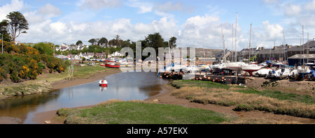 UK Wales Gwynedd Abersoch boats moored in the harbour Stock Photo
