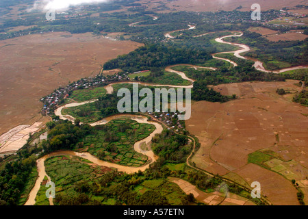 Laos Luang Nam Tha Nam Tha river aerial Stock Photo