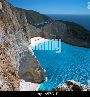 View over Smugglers Cove Shipwreck, Zakynthos (Zante), Ionian Islands, Greece Stock Photo