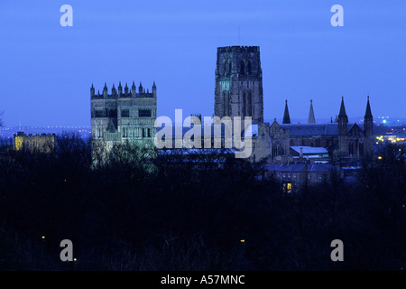 Durham Cathedral at night under flood lights Stock Photo