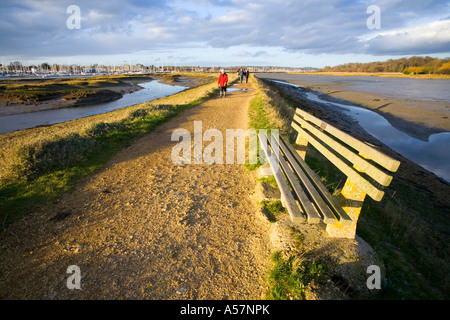 wide angle view of River Hamble shore, on the Solent Way,Southampton, England, UK Stock Photo