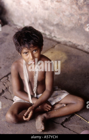 Painet ha2068 4162 street child boy howrah railway station calcutta india country developing nation economically developed Stock Photo