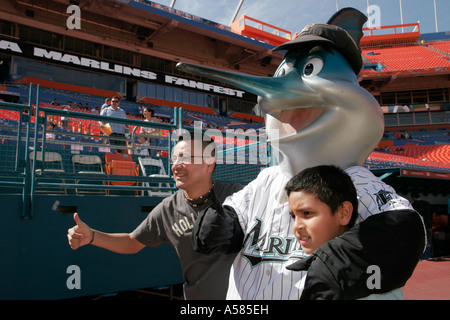 Miami Marlins mascot Billy the Marlin entertains the crowd opening