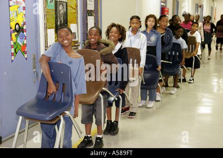 Miami Florida,Liberty City,Lenora Smith Elementary School,campus,public education,low income,poverty,neighborhood,residential Black student students p Stock Photo